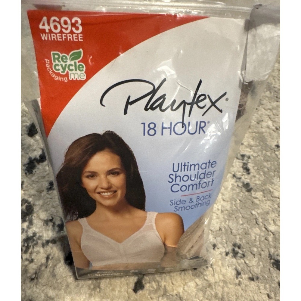 NEW Playtex 18 Hour Sz 46D Wireess Ultimate Shoulder Comfort 4693 Beige